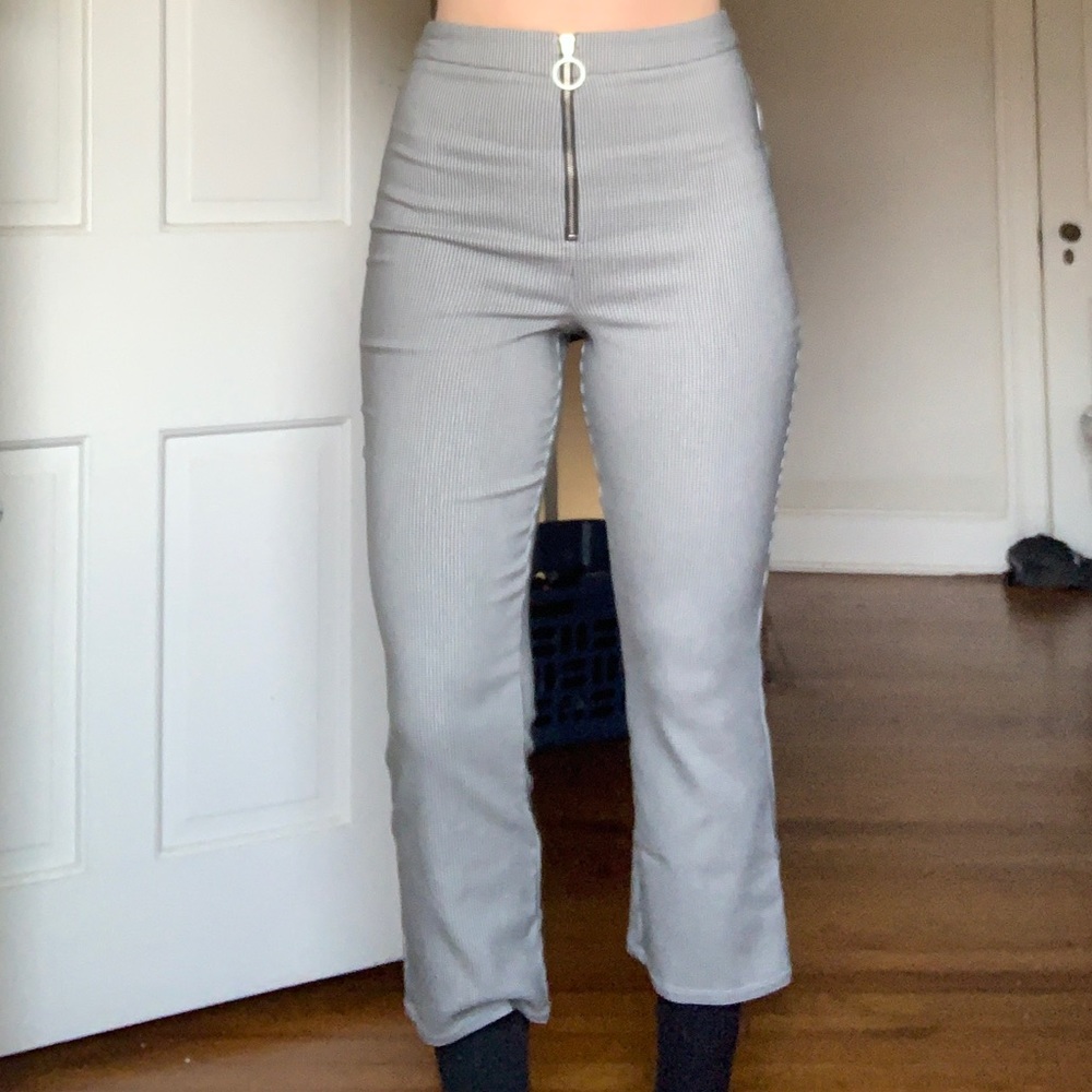 High Waisted Houndstooth Flare Pants/Capris